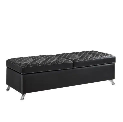 56.7 Bed Bench With Storage Black Leather