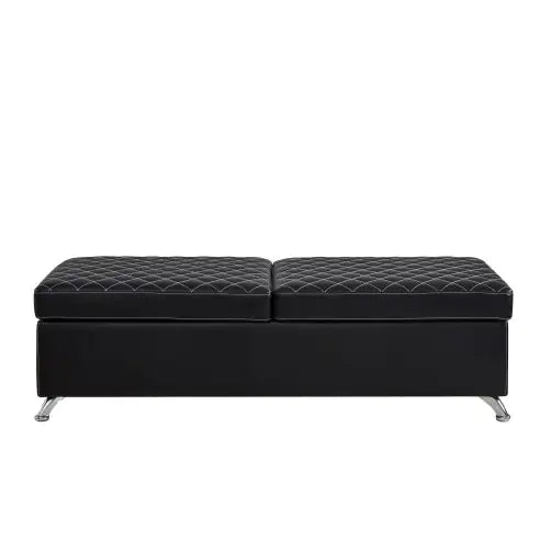 56.7 Bed Bench With Storage Black Leather