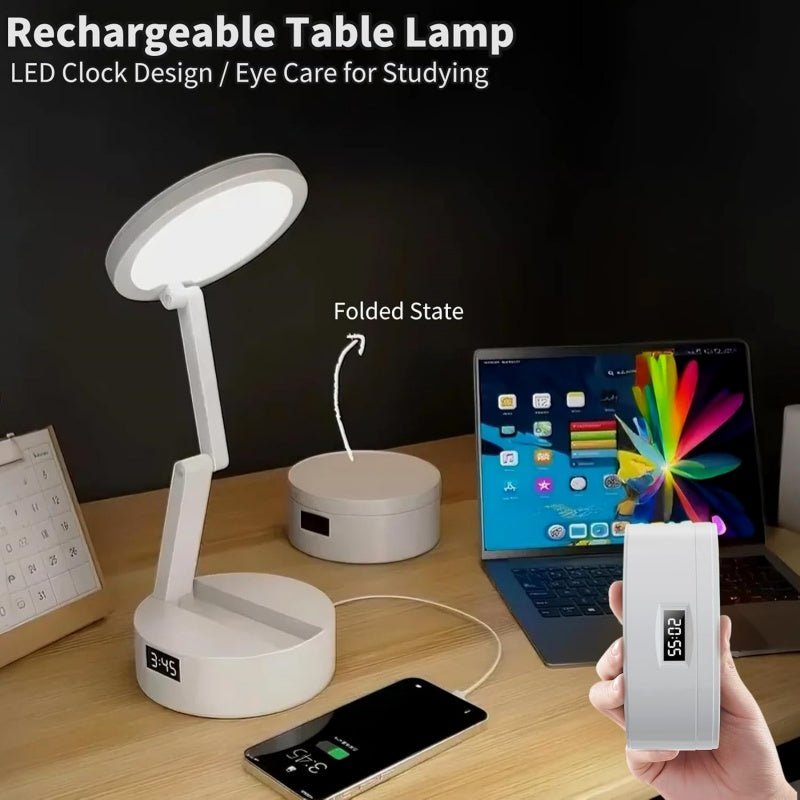 Foldable Book Lamp With LED Clock & Touch Control Night Light For Office, Bedroom, Study - luna livingFoldable Book Lamp With LED Clock & Touch Control Night Light For Office, Bedroom, Study