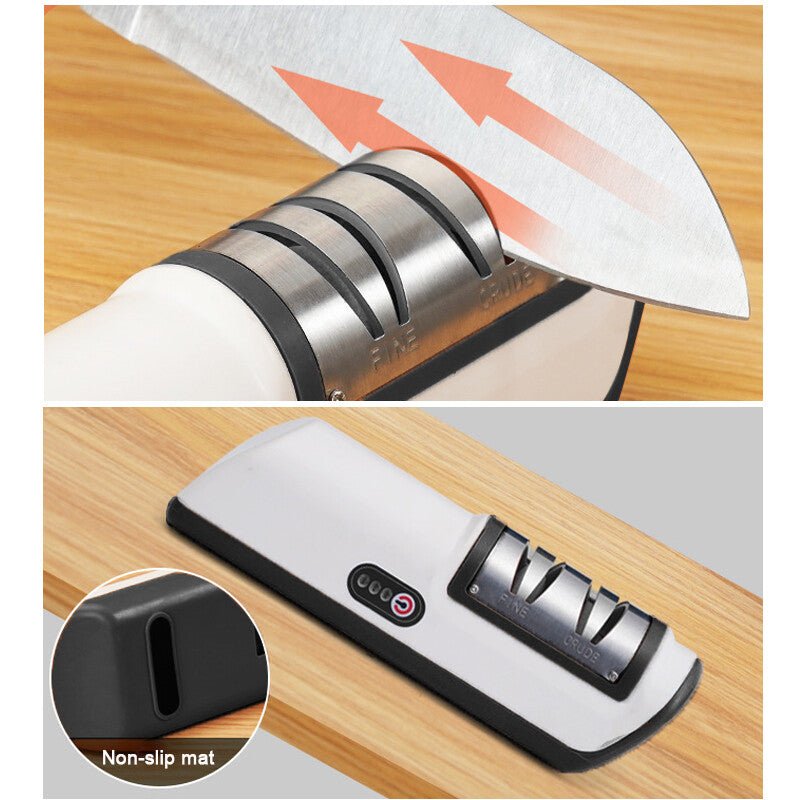 3Speed Electric Knife Sharpener Kitchen Sharpening Polish Tool Stainless Steel R - luna living3Speed Electric Knife Sharpener Kitchen Sharpening Polish Tool Stainless Steel R