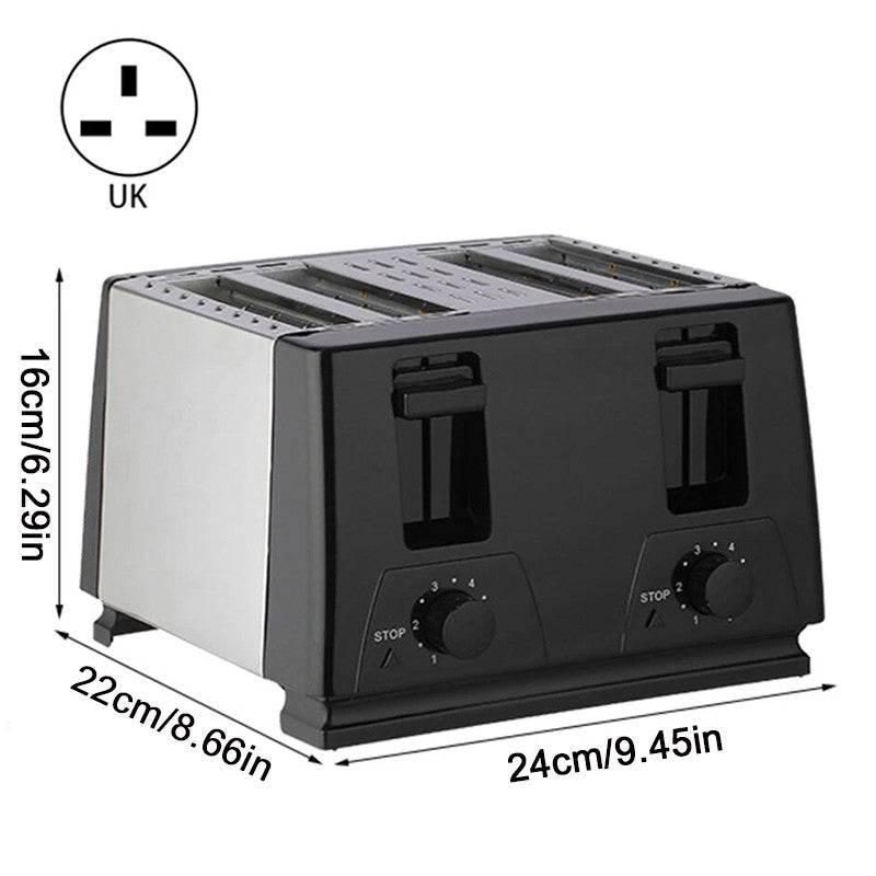 Kitchen Toaster 4 Slice Steel Variable Defrost Reheat Extra Wide Slot - luna livingKitchen Toaster 4 Slice Steel Variable Defrost Reheat Extra Wide Slot