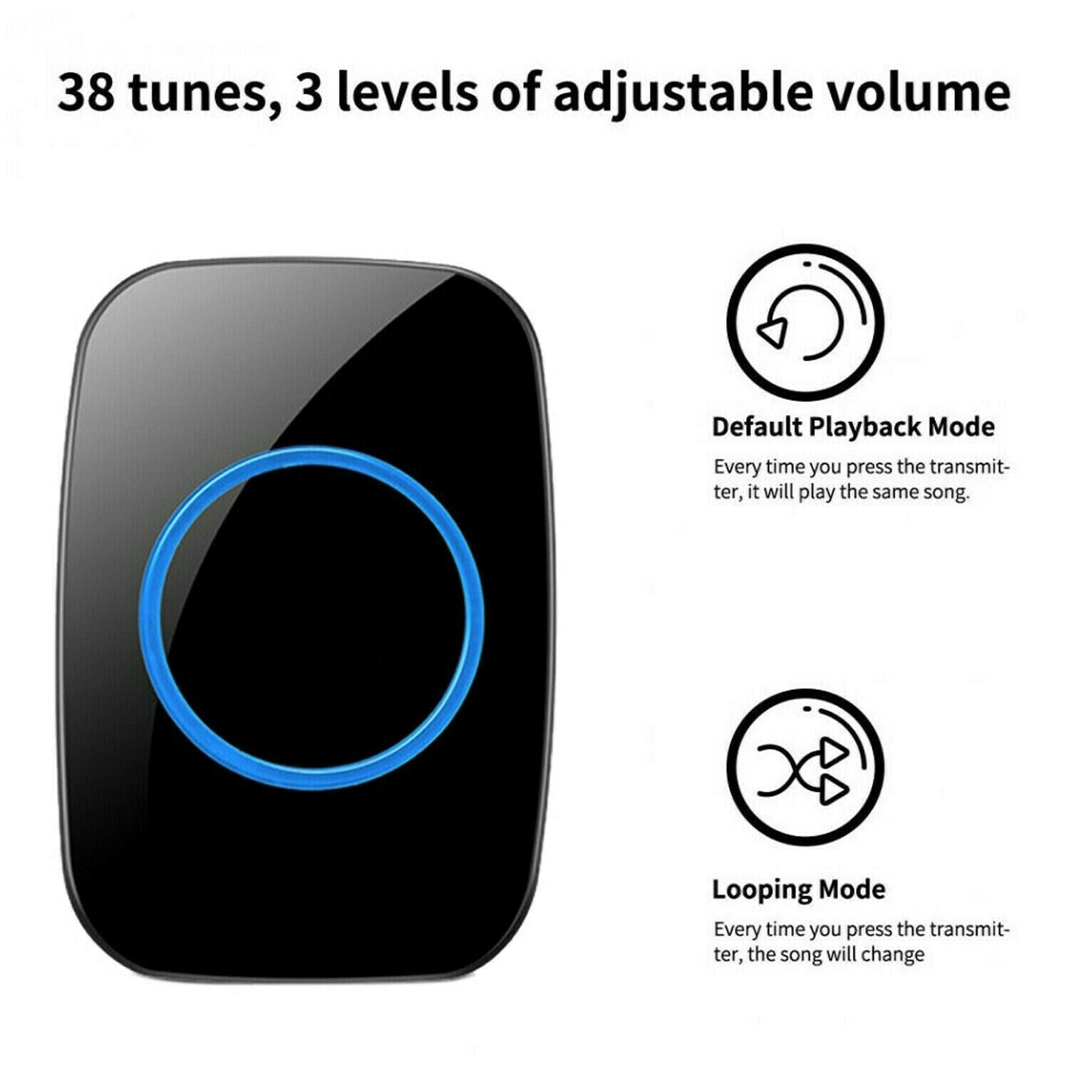 Wireless Doorbell Waterproof Range Door Bells Kit Cordless Plug-in Home Office - luna livingWireless Doorbell Waterproof Range Door Bells Kit Cordless Plug-in Home Office