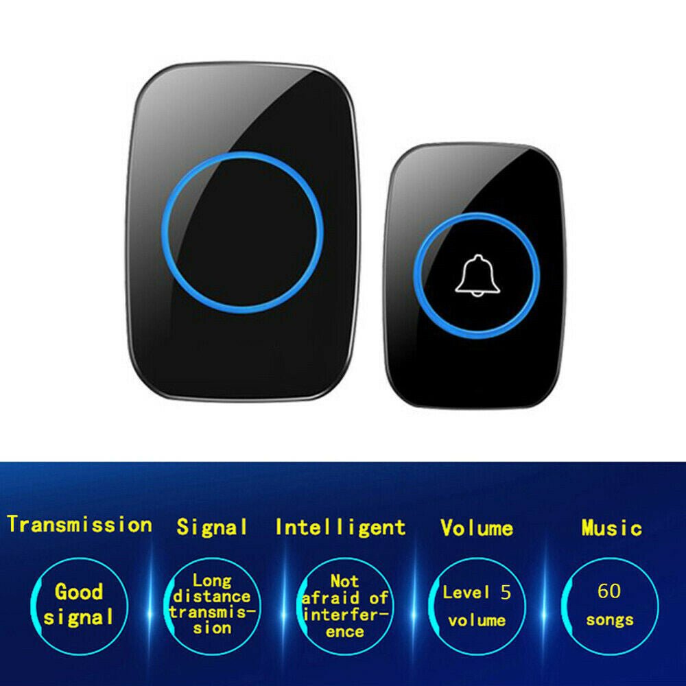 Wireless Doorbell Waterproof Range Door Bells Kit Cordless Plug-in Home Office - luna livingWireless Doorbell Waterproof Range Door Bells Kit Cordless Plug-in Home Office