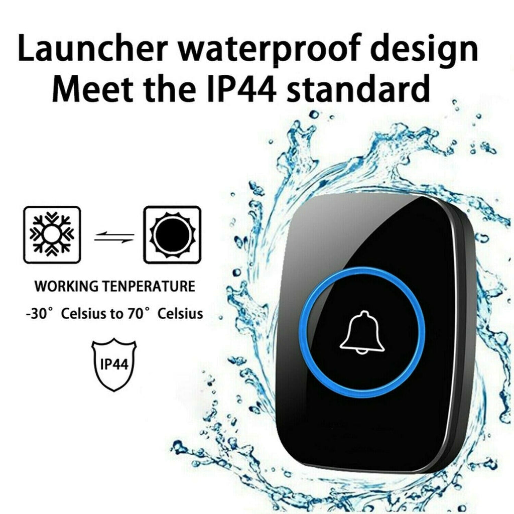 Wireless Doorbell Waterproof Range Door Bells Kit Cordless Plug-in Home Office - luna livingWireless Doorbell Waterproof Range Door Bells Kit Cordless Plug-in Home Office