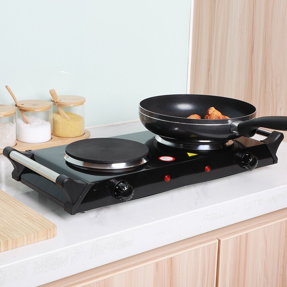 2000W Electric Cooker Double Hob Hot Plate Stove W Handle Table Hob Kitchen - luna living2000W Electric Cooker Double Hob Hot Plate Stove W Handle Table Hob Kitchen