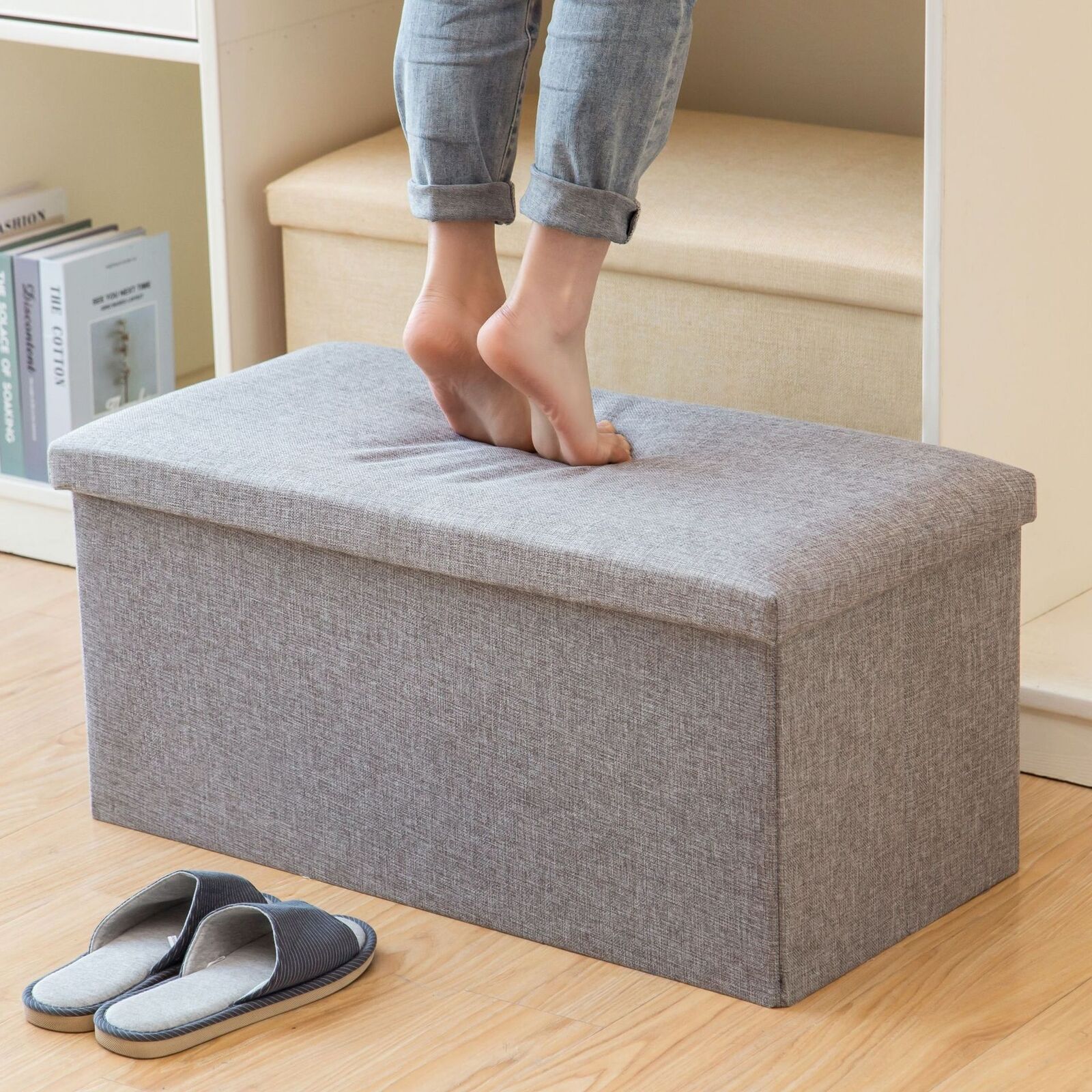Storage Box Foldable Ottoman Seat Toy Storage Box Foot Stool Bench Home Stool UK - 40 Cm X 25 Cm X 25 Cm - luna livingStorage Box Foldable Ottoman Seat Toy Storage Box Foot Stool Bench Home Stool UK - 40 Cm X 25 Cm X 25 Cm