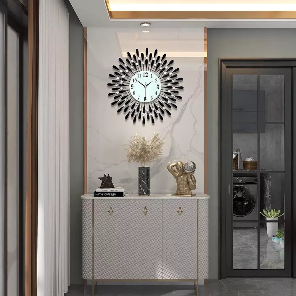 38CM Diamante Beaded Crystals Quartz Jeweled Wall Clock Home Decor Living Room - luna living38CM Diamante Beaded Crystals Quartz Jeweled Wall Clock Home Decor Living Room