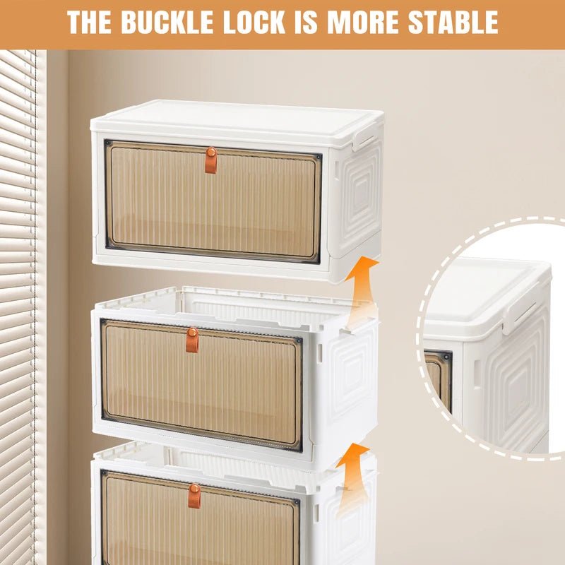 Stackable Storage Boxes With Lids,Sturdy PP Material, Foldable Plastic Storage Unit For Toys Office Supplies Clothes - luna livingStackable Storage Boxes With Lids,Sturdy PP Material, Foldable Plastic Storage Unit For Toys Office Supplies Clothes