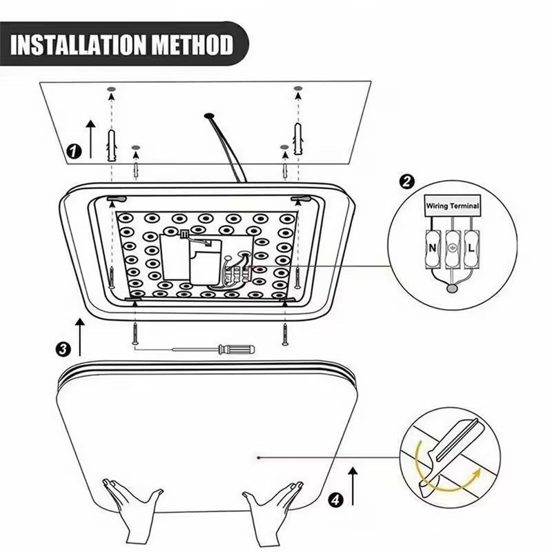 Modern Square LED Ceiling Light Panel - 24W For Bathroom, Kitchen, Bedroom Storage & Home Organization - luna livingModern Square LED Ceiling Light Panel - 24W For Bathroom, Kitchen, Bedroom Storage & Home Organization