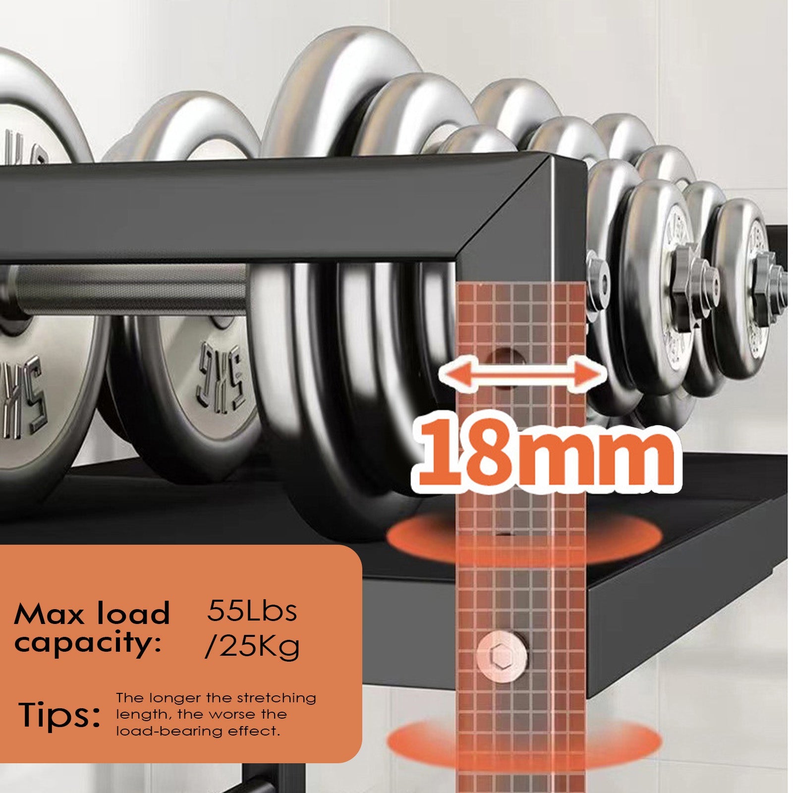 Black Single-layer Double Bar With 6 Hooks And Extendable Kitchen Storage Rack - luna livingBlack Single-layer Double Bar With 6 Hooks And Extendable Kitchen Storage Rack