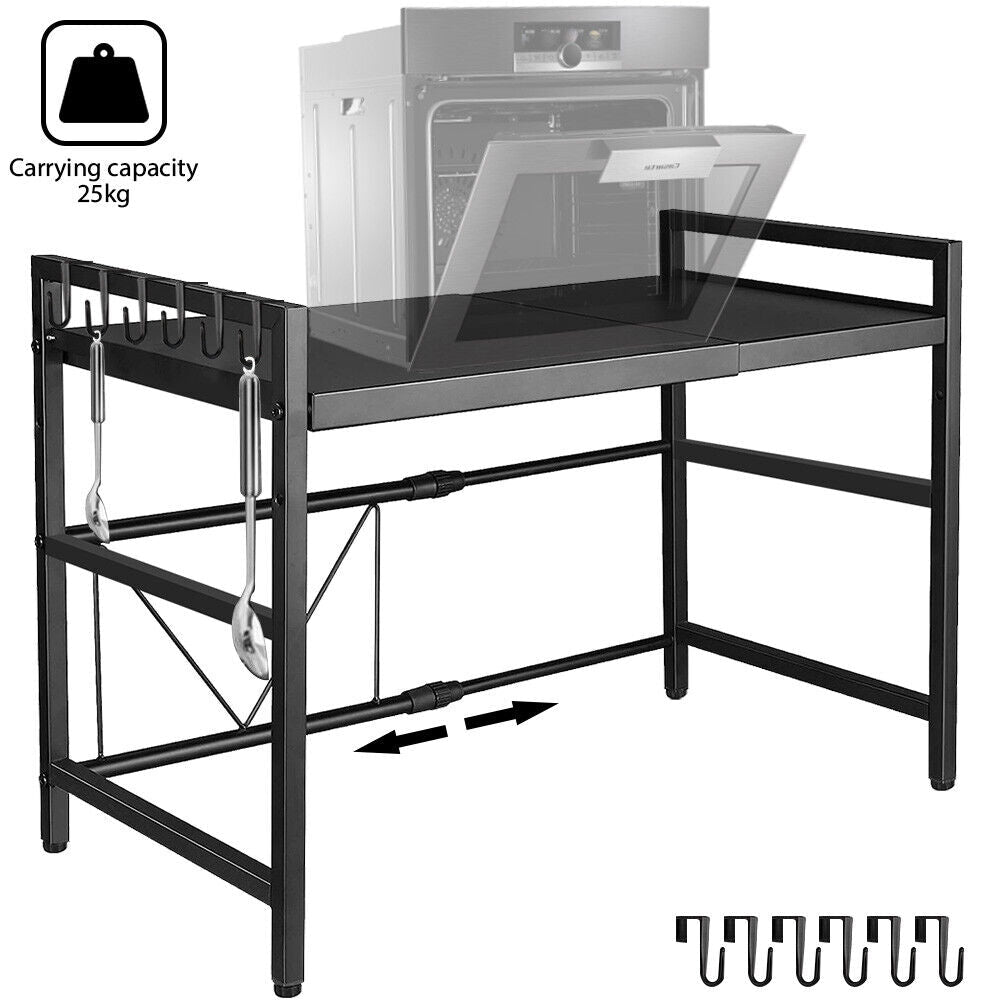 2 Tier Iron Microwave Oven Rack Stand Storage Holder Kitchen Corner Shelf Black - luna living2 Tier Iron Microwave Oven Rack Stand Storage Holder Kitchen Corner Shelf Black