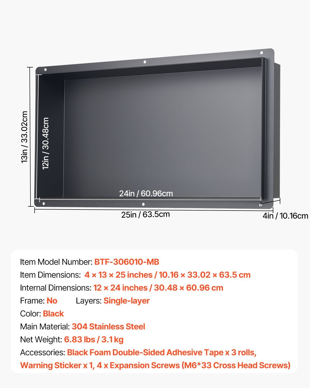 Shower Niche, 33.0 X 63.5 X 10.2 Cm Frameless Recessed Wall Niche, Heavy-duty Stainless Steel Modern Shampoo Storage Organizer, Sealed Waterproof, Durable & Easy To Install, Black For Bathroom - luna livingShower Niche, 33.0 X 63.5 X 10.2 Cm Frameless Recessed Wall Niche, Heavy-duty Stainless Steel Modern Shampoo Storage Organizer, Sealed Waterproof, Durable & Easy To Install, Black For Bathroom