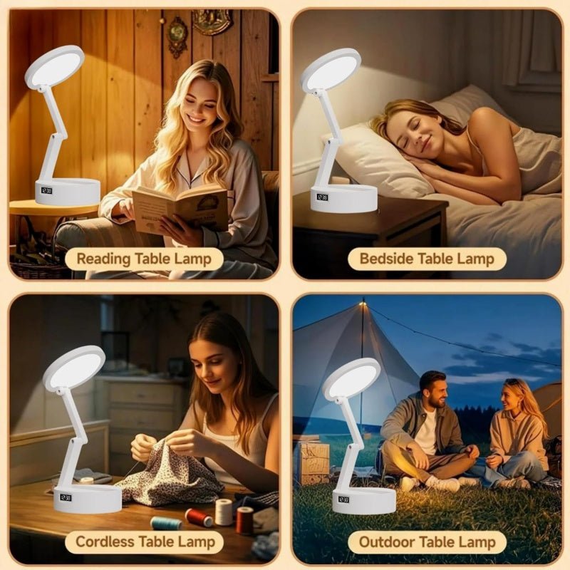 Foldable Book Lamp With LED Clock & Touch Control Night Light For Office, Bedroom, Study - luna livingFoldable Book Lamp With LED Clock & Touch Control Night Light For Office, Bedroom, Study