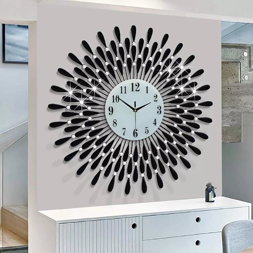 38CM Diamante Beaded Crystals Quartz Jeweled Wall Clock Home Decor Living Room - luna living38CM Diamante Beaded Crystals Quartz Jeweled Wall Clock Home Decor Living Room