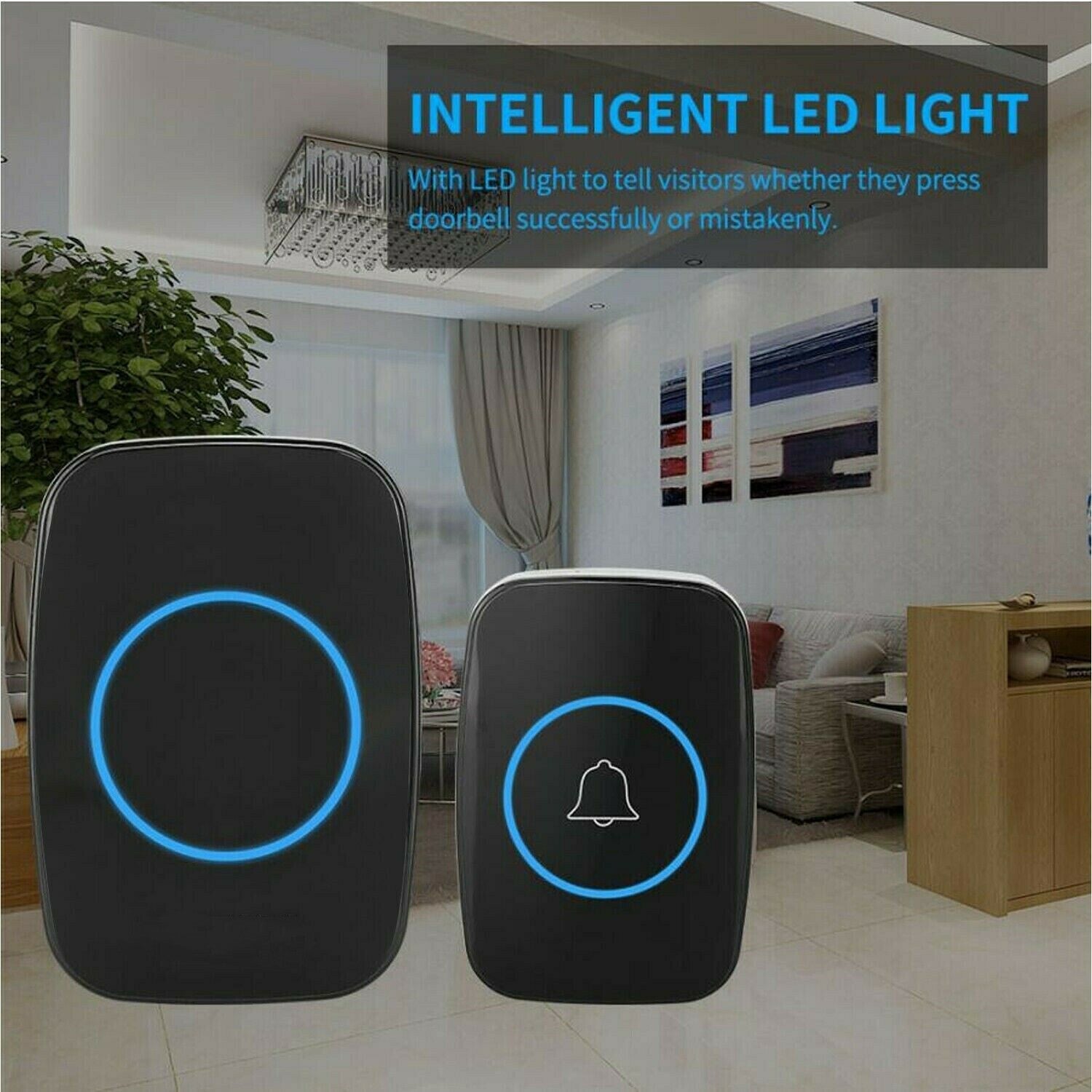 Wireless Doorbell Waterproof Range Door Bells Kit Cordless Plug-in Home Office - luna livingWireless Doorbell Waterproof Range Door Bells Kit Cordless Plug-in Home Office