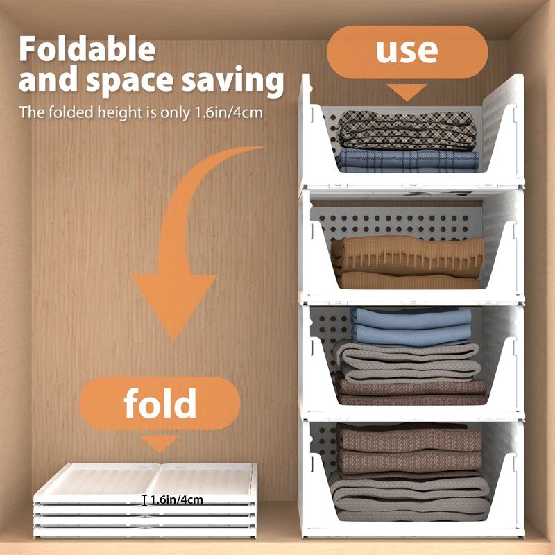 4 Pack Wardrobe Storage Organiser, Stackable Storage Boxes Clothes Storage,Cupboard Storage Organiser, Under Sink Storage - luna living4 Pack Wardrobe Storage Organiser, Stackable Storage Boxes Clothes Storage,Cupboard Storage Organiser, Under Sink Storage