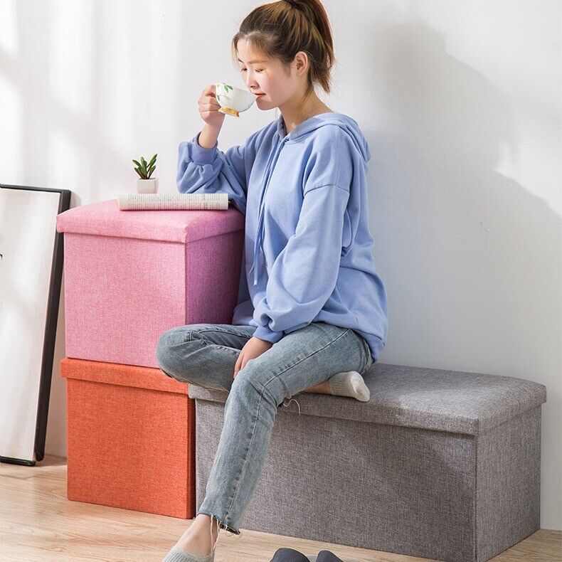 Storage Box Foldable Ottoman Seat Toy Storage Box Foot Stool Bench Home Stool UK - 40 Cm X 25 Cm X 25 Cm - luna livingStorage Box Foldable Ottoman Seat Toy Storage Box Foot Stool Bench Home Stool UK - 40 Cm X 25 Cm X 25 Cm
