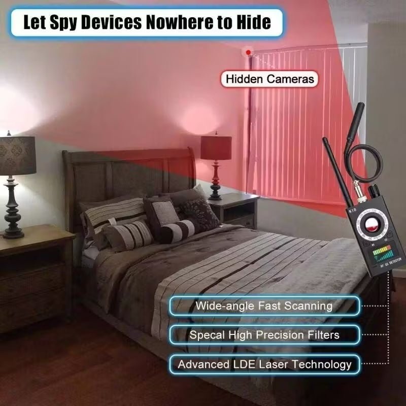 8000MHz Hidden Camera And GPS Bug Detector With Radio Wave And Magnetic Field Detection Building Supplies - luna living8000MHz Hidden Camera And GPS Bug Detector With Radio Wave And Magnetic Field Detection Building Supplies