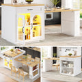 Extendable Kitchen Island With LED Lighting, Modern Storage Cabinet With 2 Drawers & Adjustable Shelves, Kitchen Sideboard With Fluted Glass Doors, MDF Kitchen Countertop For Dining Room - luna livingExtendable Kitchen Island With LED Lighting, Modern Storage Cabinet With 2 Drawers & Adjustable Shelves, Kitchen Sideboard With Fluted Glass Doors, MDF Kitchen Countertop For Dining Room
