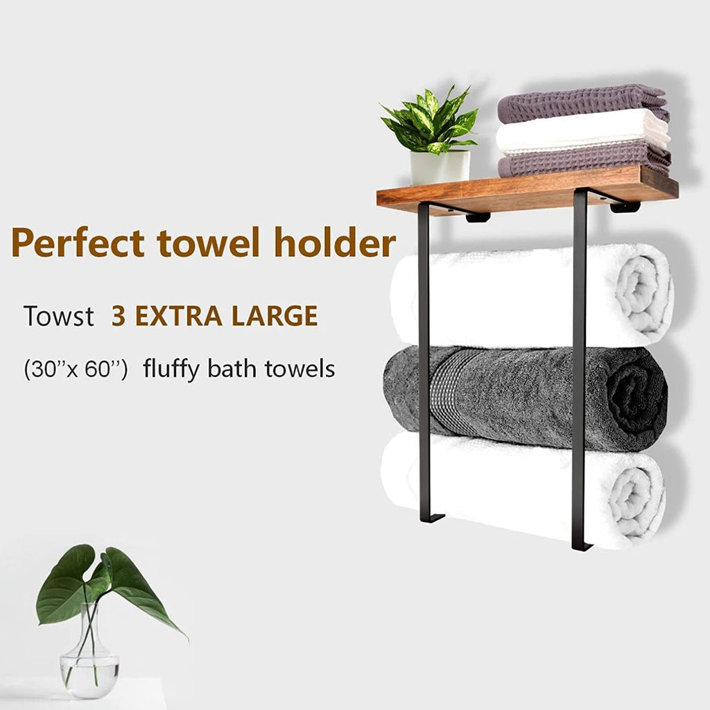 Towel Rack,bathroom Towel Storage Rack,bath Towel Holder, Iron And Wood Wall Art - luna livingTowel Rack,bathroom Towel Storage Rack,bath Towel Holder, Iron And Wood Wall Art