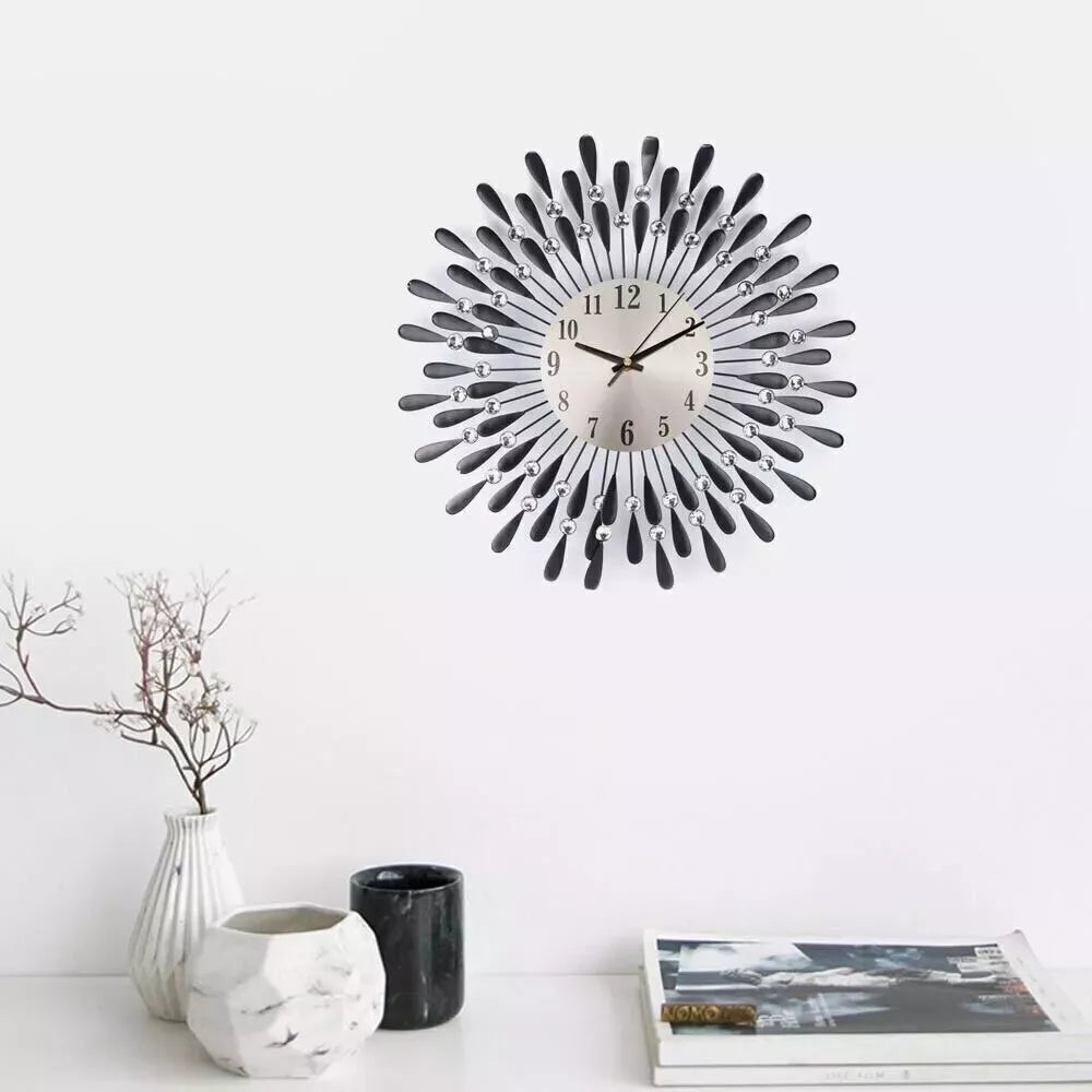 38CM Diamante Beaded Crystals Quartz Jeweled Wall Clock Home Decor Living Room - luna living38CM Diamante Beaded Crystals Quartz Jeweled Wall Clock Home Decor Living Room