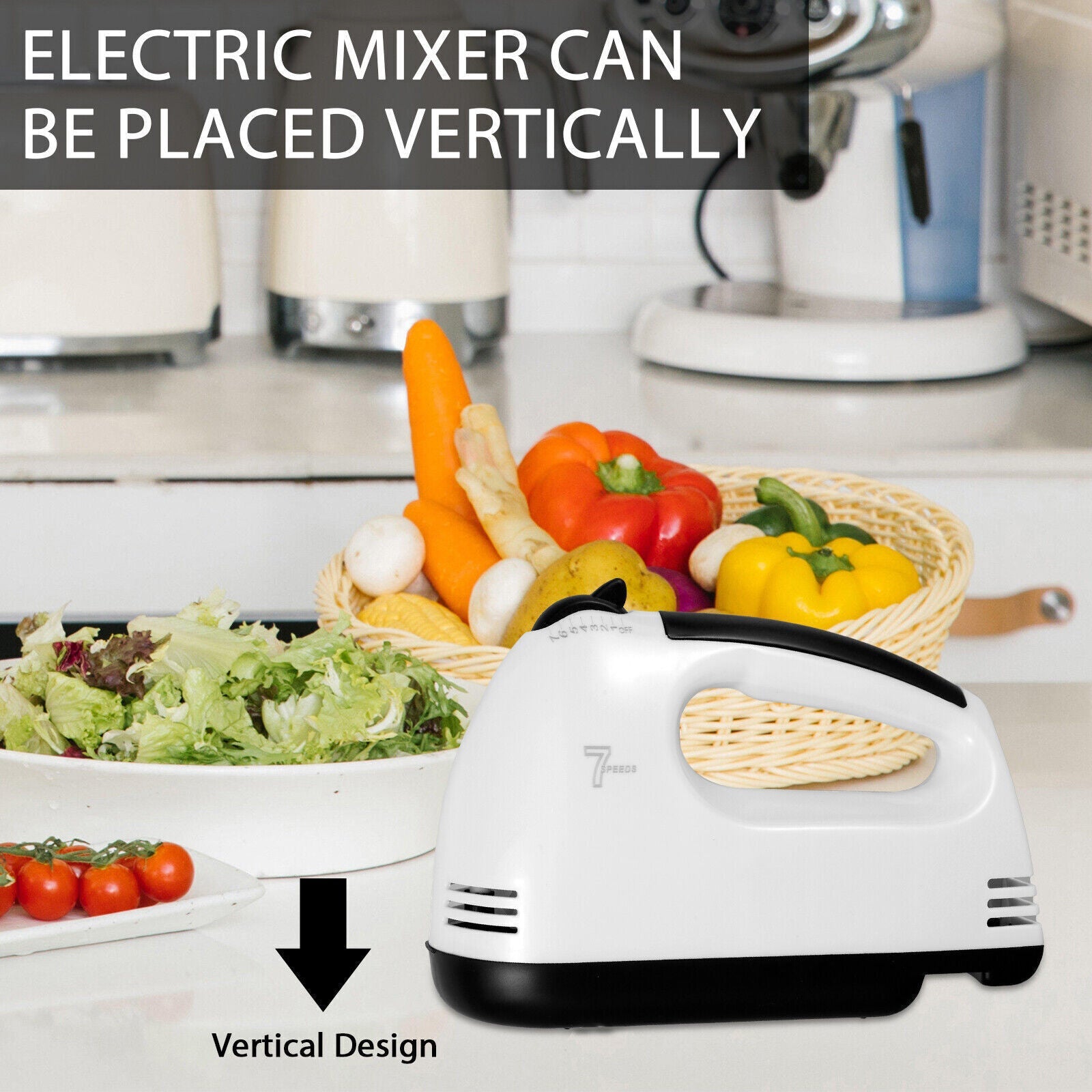 Electric Handheld Whisk 7 Speed Hand Mixer Kitchen Egg Beater Cream Cake Blender - luna livingElectric Handheld Whisk 7 Speed Hand Mixer Kitchen Egg Beater Cream Cake Blender