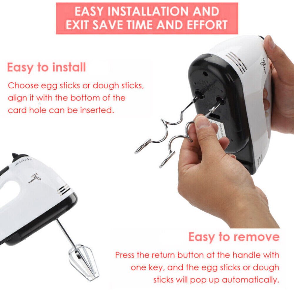 Electric Handheld Whisk 7 Speed Hand Mixer Kitchen Egg Beater Cream Cake Blender - luna livingElectric Handheld Whisk 7 Speed Hand Mixer Kitchen Egg Beater Cream Cake Blender