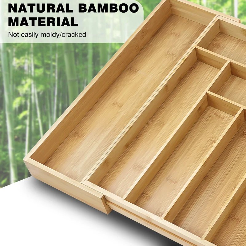 Wooden Bamboo Cutlery Tray,Kitchen Drawer Insert Large 6-8 Compartments, Utensil Holder Rack Organizer,for Home Office - luna livingWooden Bamboo Cutlery Tray,Kitchen Drawer Insert Large 6-8 Compartments, Utensil Holder Rack Organizer,for Home Office
