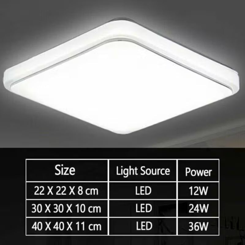 Modern Square LED Ceiling Light Panel - 24W For Bathroom, Kitchen, Bedroom Storage & Home Organization - luna livingModern Square LED Ceiling Light Panel - 24W For Bathroom, Kitchen, Bedroom Storage & Home Organization