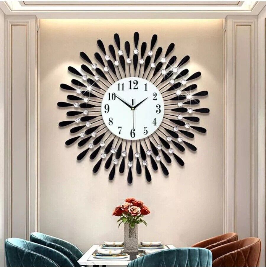 38CM Diamante Beaded Crystals Quartz Jeweled Wall Clock Home Decor Living Room - luna living38CM Diamante Beaded Crystals Quartz Jeweled Wall Clock Home Decor Living Room