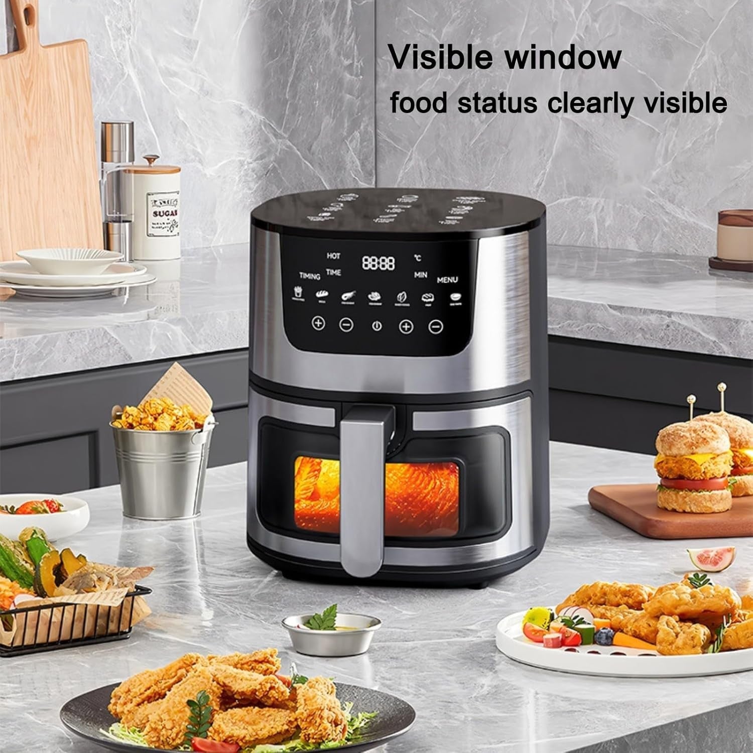 Digital Air Fryer 7L Visible Oil Free Kitchen Cooker Frying Low Fat Mini Oven - luna livingDigital Air Fryer 7L Visible Oil Free Kitchen Cooker Frying Low Fat Mini Oven