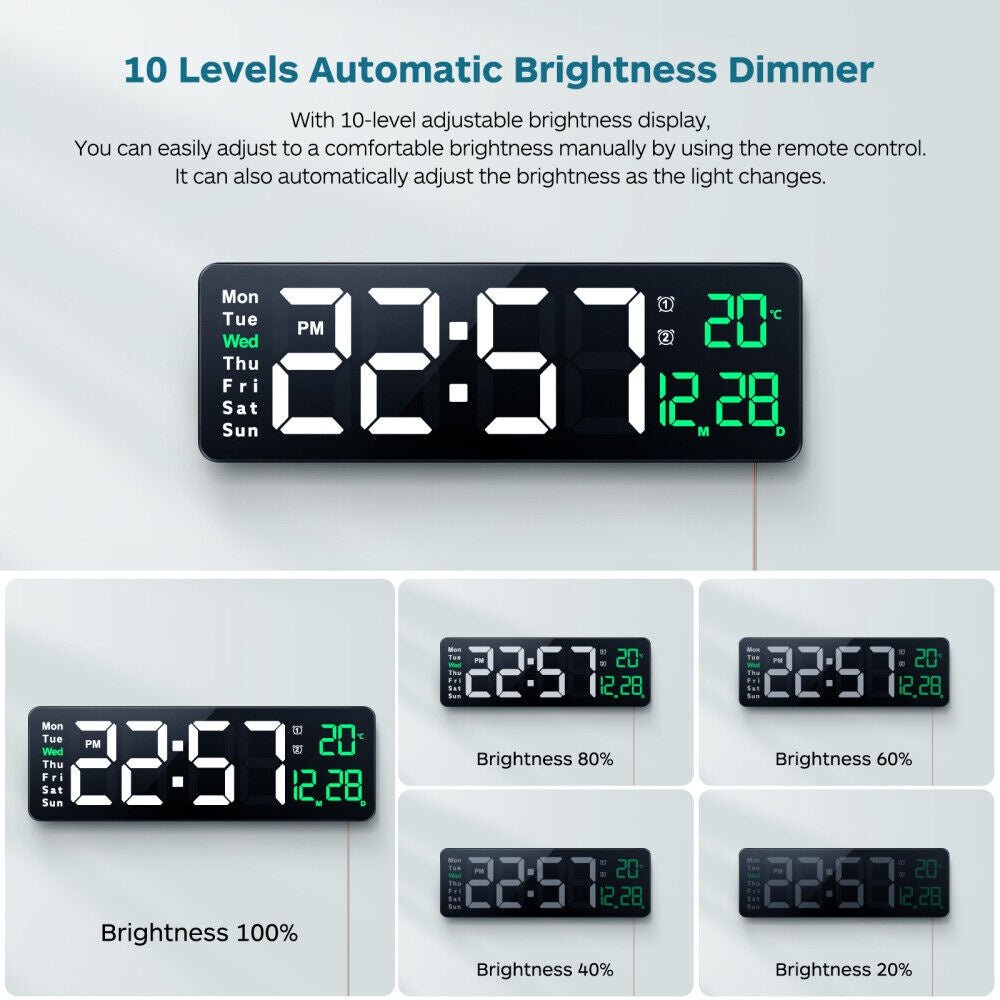 UK 16-inch LED Digital Clock With Battery - luna livingUK 16-inch LED Digital Clock With Battery