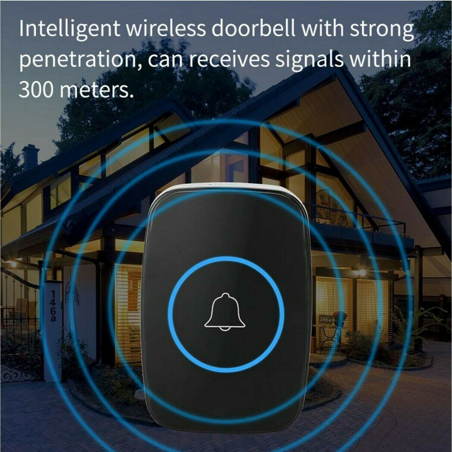 Wireless Doorbell Waterproof Range Door Bells Kit Cordless Plug-in Home Office - luna livingWireless Doorbell Waterproof Range Door Bells Kit Cordless Plug-in Home Office