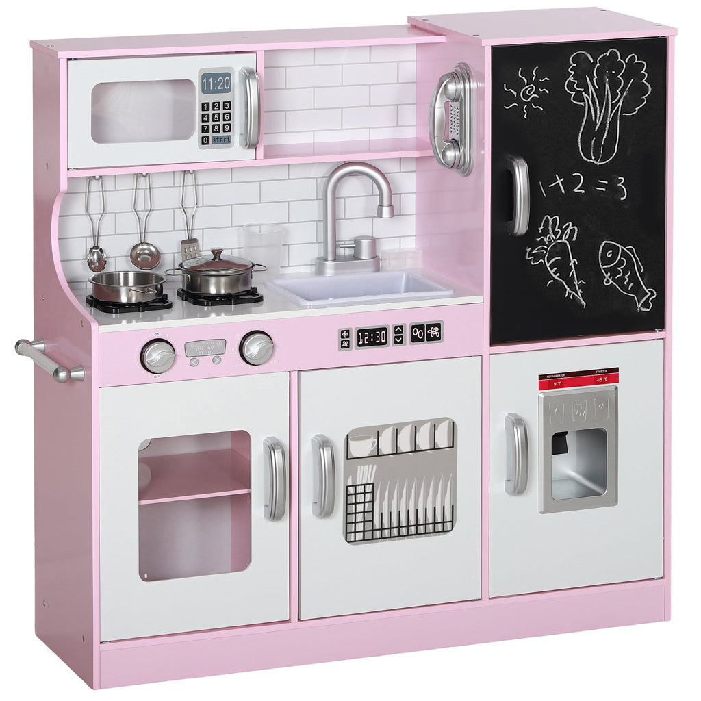 Pretend Play Kitchen, Kids Kitchen Playset W Toy Phone, Chalkboard, Microwave, Cooking Stove, Sink - luna livingPretend Play Kitchen, Kids Kitchen Playset W Toy Phone, Chalkboard, Microwave, Cooking Stove, Sink