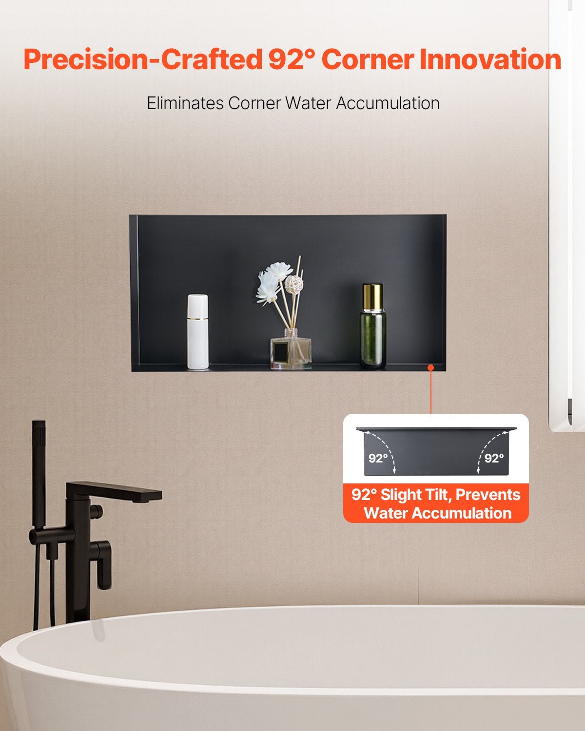 Shower Niche, 33.0 X 63.5 X 10.2 Cm Frameless Recessed Wall Niche, Heavy-duty Stainless Steel Modern Shampoo Storage Organizer, Sealed Waterproof, Durable & Easy To Install, Black For Bathroom - luna livingShower Niche, 33.0 X 63.5 X 10.2 Cm Frameless Recessed Wall Niche, Heavy-duty Stainless Steel Modern Shampoo Storage Organizer, Sealed Waterproof, Durable & Easy To Install, Black For Bathroom
