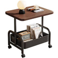 2 Tier Lightweight Sofa Side Table With Wheels & Storage Basket, Movable Storage Organizer Coffee Table For Office, Bedroom - luna living2 Tier Lightweight Sofa Side Table With Wheels & Storage Basket, Movable Storage Organizer Coffee Table For Office, Bedroom