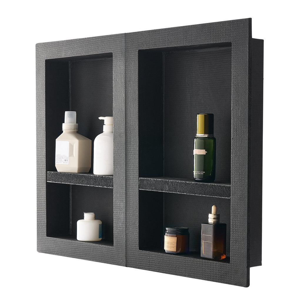 Shower Niche, 40.6 X 61.0 Cm + 40.6 X 61.0 Cm Recessed Wall Niche With Movable Shelf, 10.2 Cm Thick Modern Soap & Shampoo Storage Organizer,Square Corners,Sealed Waterproof, Black For Bathroom - luna livingShower Niche, 40.6 X 61.0 Cm + 40.6 X 61.0 Cm Recessed Wall Niche With Movable Shelf, 10.2 Cm Thick Modern Soap & Shampoo Storage Organizer,Square Corners,Sealed Waterproof, Black For Bathroom