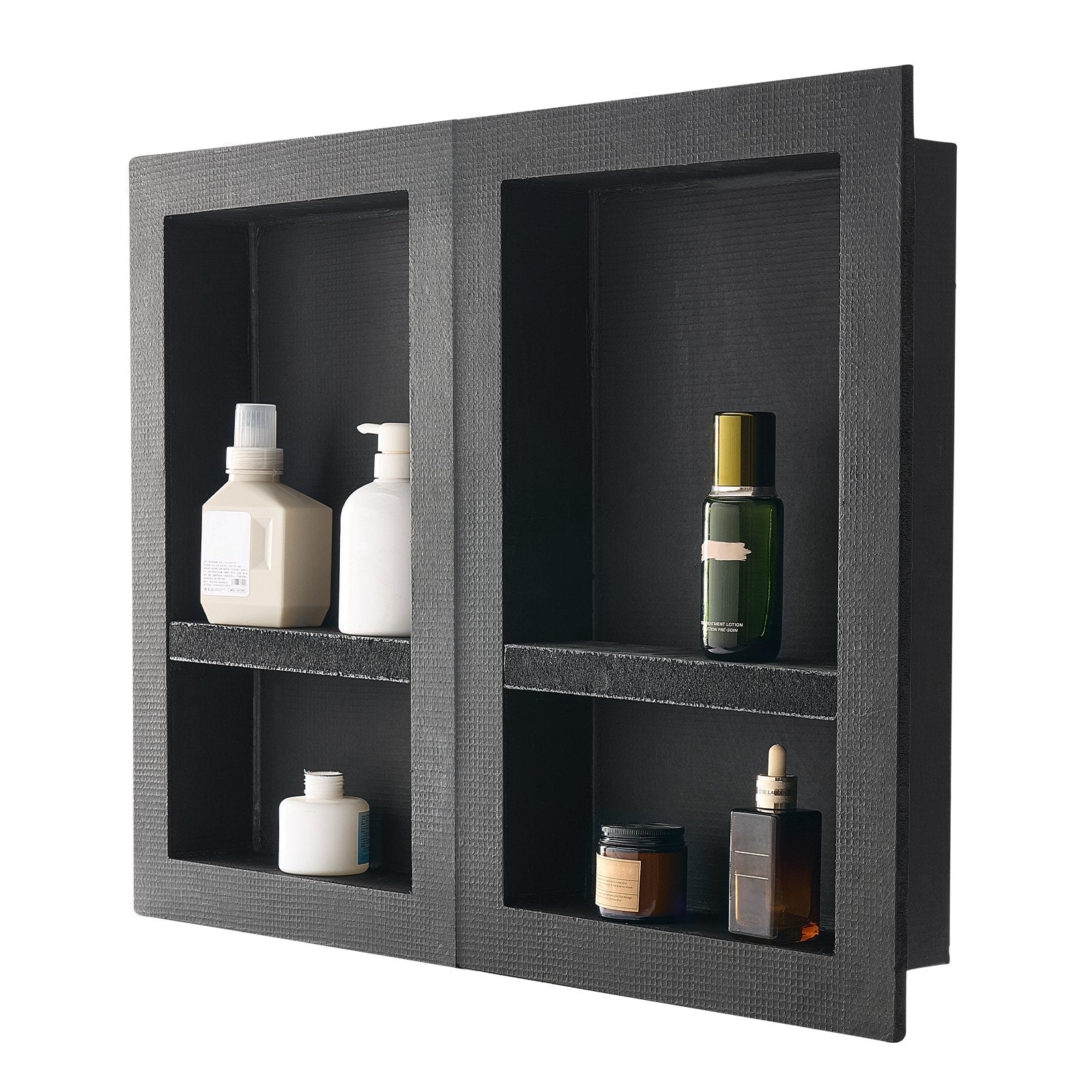 Shower Niche, 40.6 X 61.0 Cm + 40.6 X 61.0 Cm Recessed Wall Niche With Movable Shelf, 10.2 Cm Thick Modern Soap & Shampoo Storage Organizer,Square Corners,Sealed Waterproof, Black For Bathroom - luna livingShower Niche, 40.6 X 61.0 Cm + 40.6 X 61.0 Cm Recessed Wall Niche With Movable Shelf, 10.2 Cm Thick Modern Soap & Shampoo Storage Organizer,Square Corners,Sealed Waterproof, Black For Bathroom