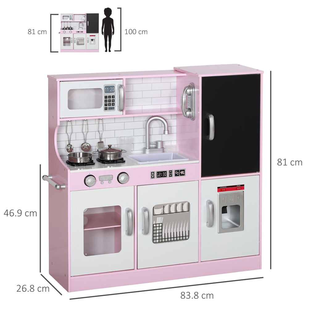 Pretend Play Kitchen, Kids Kitchen Playset W Toy Phone, Chalkboard, Microwave, Cooking Stove, Sink - luna livingPretend Play Kitchen, Kids Kitchen Playset W Toy Phone, Chalkboard, Microwave, Cooking Stove, Sink