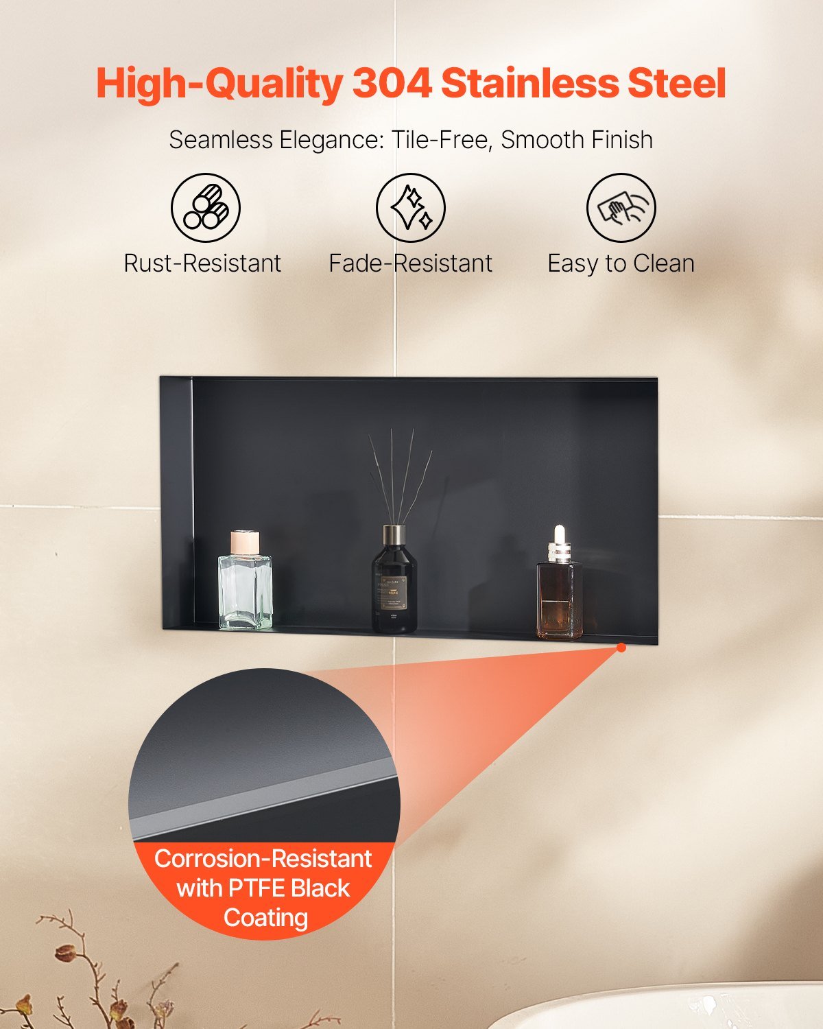 Shower Niche, 33.0 X 63.5 X 10.2 Cm Frameless Recessed Wall Niche, Heavy-duty Stainless Steel Modern Shampoo Storage Organizer, Sealed Waterproof, Durable & Easy To Install, Black For Bathroom - luna livingShower Niche, 33.0 X 63.5 X 10.2 Cm Frameless Recessed Wall Niche, Heavy-duty Stainless Steel Modern Shampoo Storage Organizer, Sealed Waterproof, Durable & Easy To Install, Black For Bathroom