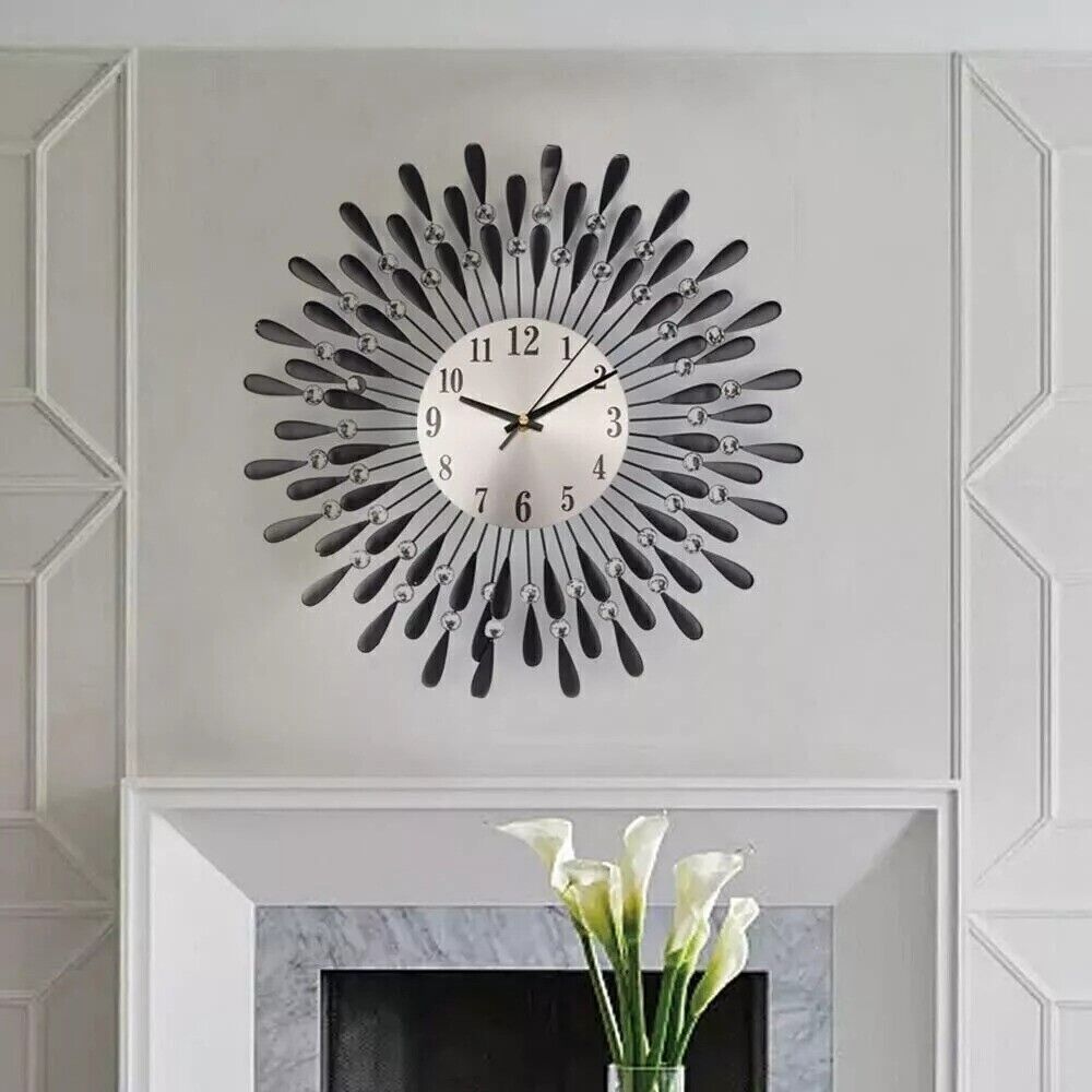 38CM Diamante Beaded Crystals Quartz Jeweled Wall Clock Home Decor Living Room - luna living38CM Diamante Beaded Crystals Quartz Jeweled Wall Clock Home Decor Living Room