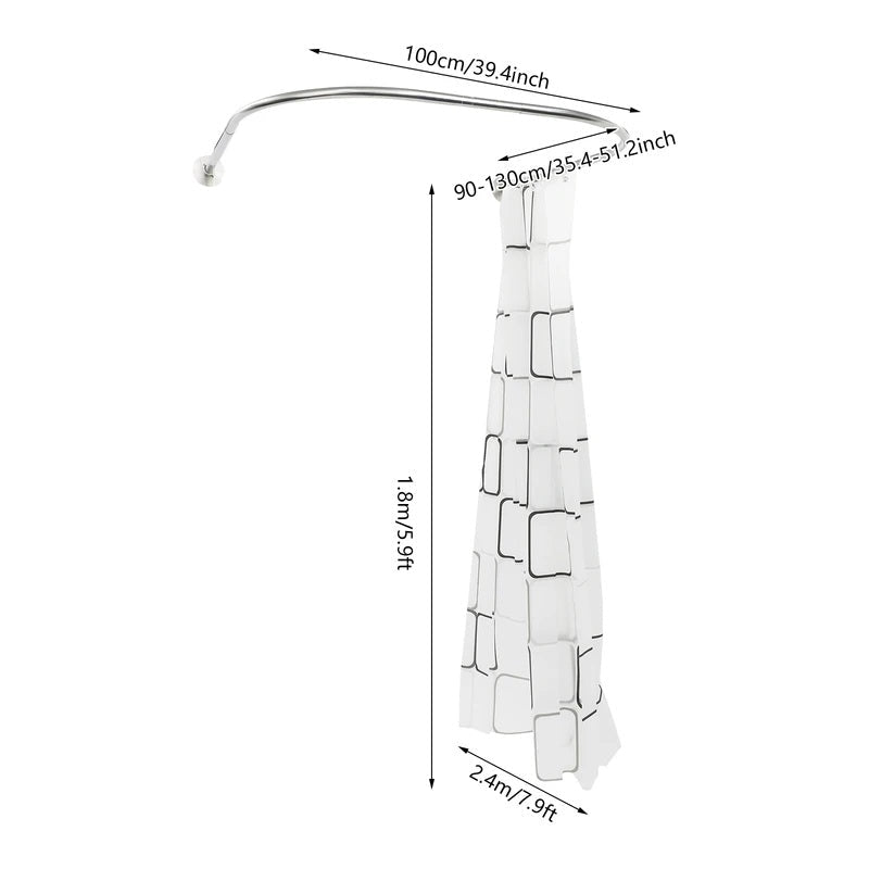 U Shape Shower Curtain Rod Retractable 0.9-1.3m Home Balcony Shower Room Shower Rod Curtain Bathroom Shower - luna livingU Shape Shower Curtain Rod Retractable 0.9-1.3m Home Balcony Shower Room Shower Rod Curtain Bathroom Shower