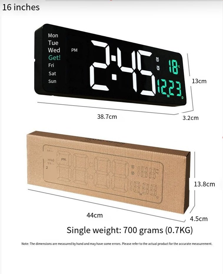 UK 16-inch LED Digital Clock With Battery - luna livingUK 16-inch LED Digital Clock With Battery