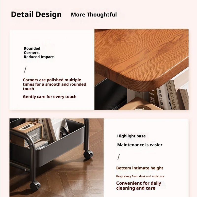 2 Tier Lightweight Sofa Side Table With Wheels & Storage Basket, Movable Storage Organizer Coffee Table For Office, Bedroom - luna living2 Tier Lightweight Sofa Side Table With Wheels & Storage Basket, Movable Storage Organizer Coffee Table For Office, Bedroom