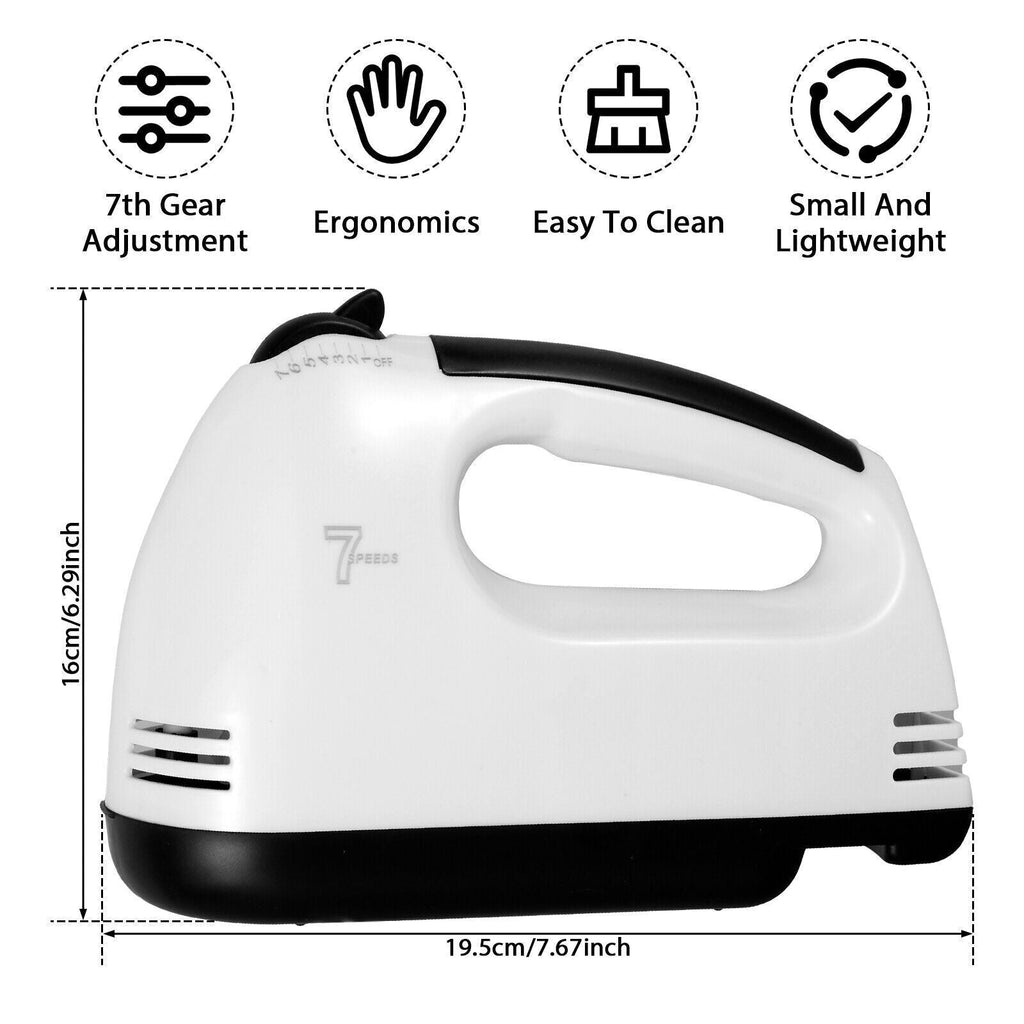 Electric Handheld Whisk 7 Speed Hand Mixer Kitchen Egg Beater Cream Cake Blender - luna livingElectric Handheld Whisk 7 Speed Hand Mixer Kitchen Egg Beater Cream Cake Blender