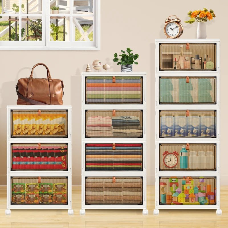 Stackable Storage Boxes With Lids,Sturdy PP Material, Foldable Plastic Storage Unit For Toys Office Supplies Clothes - luna livingStackable Storage Boxes With Lids,Sturdy PP Material, Foldable Plastic Storage Unit For Toys Office Supplies Clothes