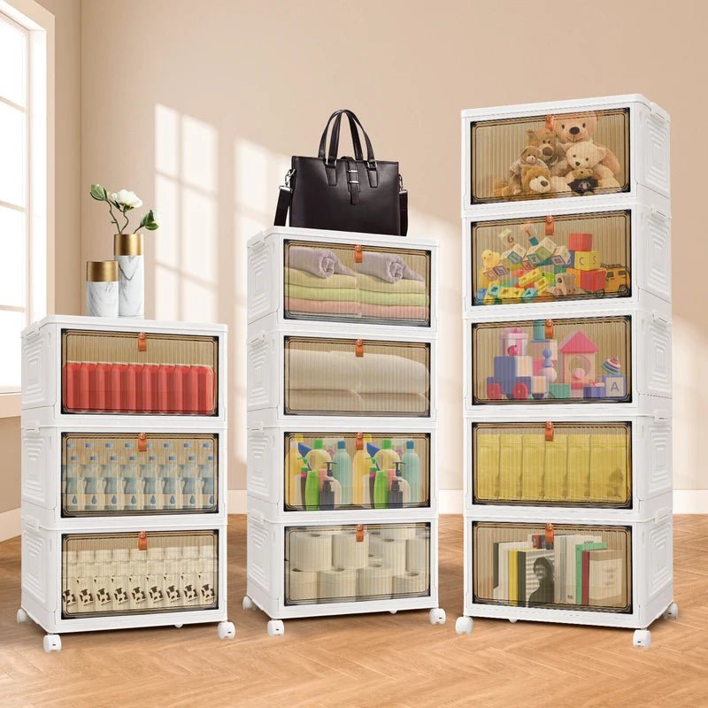 Stackable Storage Boxes With Lids,Sturdy PP Material, Foldable Plastic Storage Unit For Toys Office Supplies Clothes - luna livingStackable Storage Boxes With Lids,Sturdy PP Material, Foldable Plastic Storage Unit For Toys Office Supplies Clothes