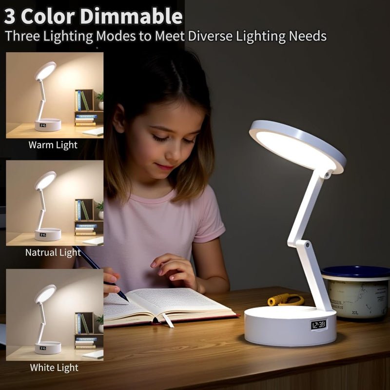 Foldable Book Lamp With LED Clock & Touch Control Night Light For Office, Bedroom, Study - luna livingFoldable Book Lamp With LED Clock & Touch Control Night Light For Office, Bedroom, Study