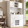 Kitchen Cabinet With Adjustable Shelves & Wine Rack, Tall Kitchen Cabinet With 4 Doors & 2 Drawers, Sideboard For Kitchen & Living Room, Buffet Cabinet, White Balck - luna livingKitchen Cabinet With Adjustable Shelves & Wine Rack, Tall Kitchen Cabinet With 4 Doors & 2 Drawers, Sideboard For Kitchen & Living Room, Buffet Cabinet, White Balck