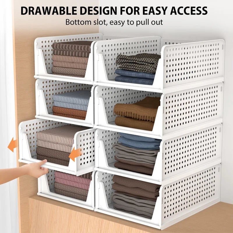 4 Pack Wardrobe Storage Organiser, Stackable Storage Boxes Clothes Storage,Cupboard Storage Organiser, Under Sink Storage - luna living4 Pack Wardrobe Storage Organiser, Stackable Storage Boxes Clothes Storage,Cupboard Storage Organiser, Under Sink Storage